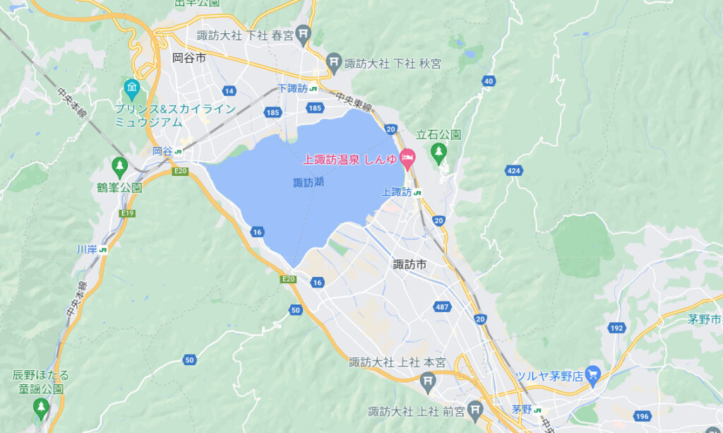 諏訪大社四社の地図